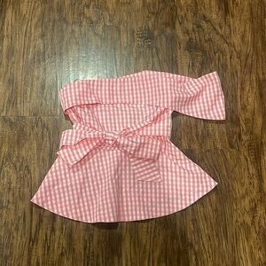 NWT JOA Pink & White Gingham off the Shoulder Top NWT Sz XS